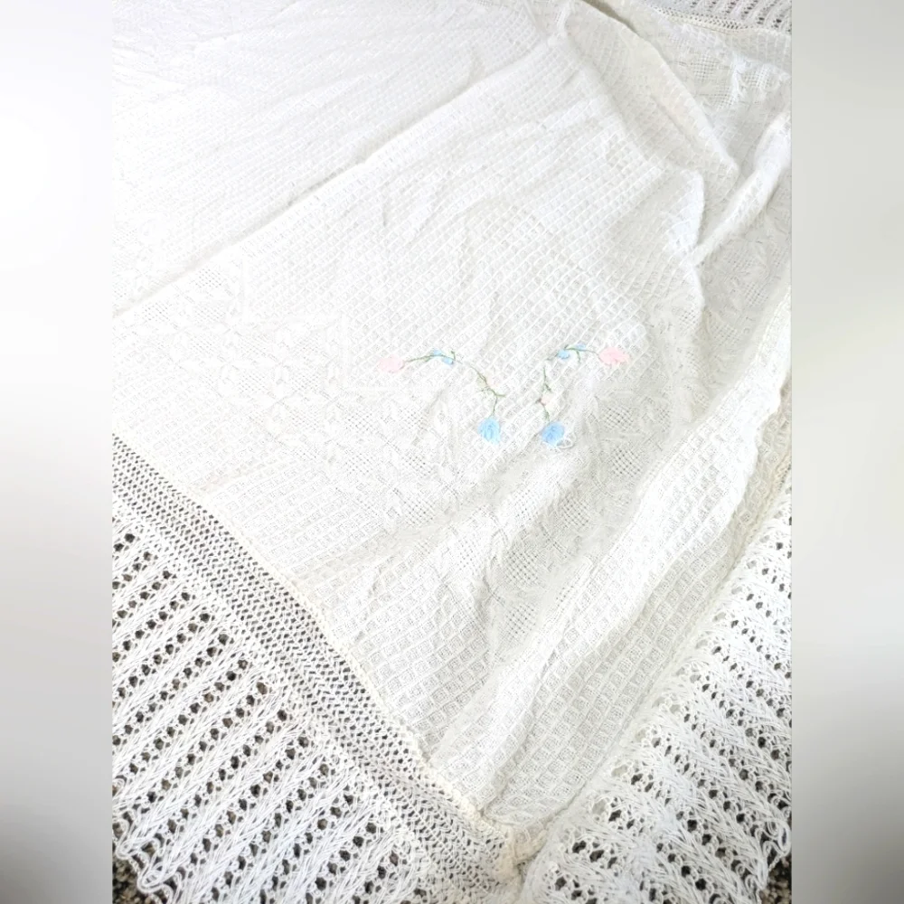 Vintage Waffle‎ Knit Baby Blanket Delicate Soft Ligtweight